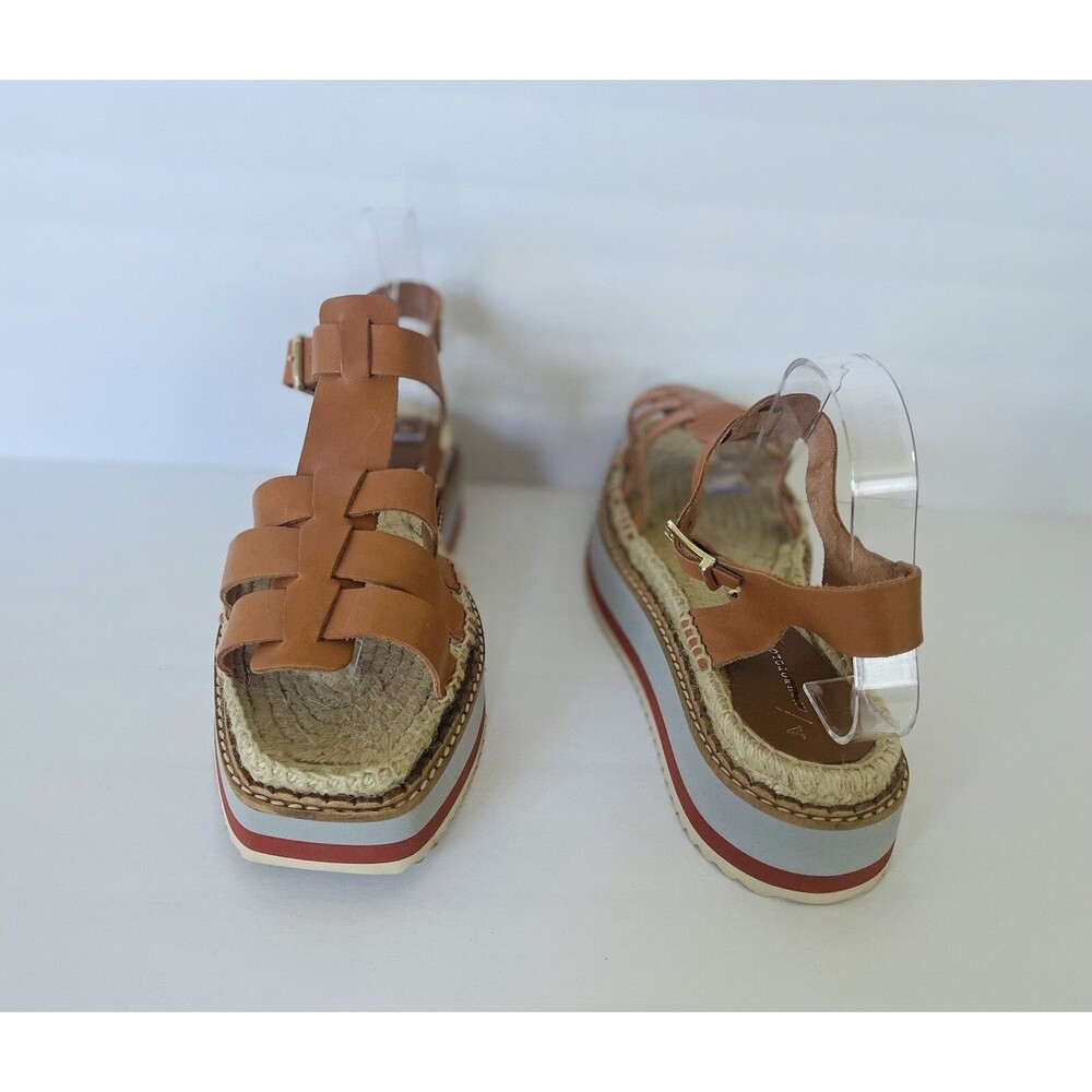 Anthropologie Women Sporty Platform Leather Tan Espadrille Sandals Shoes Size 40 - Picture 2 of 13